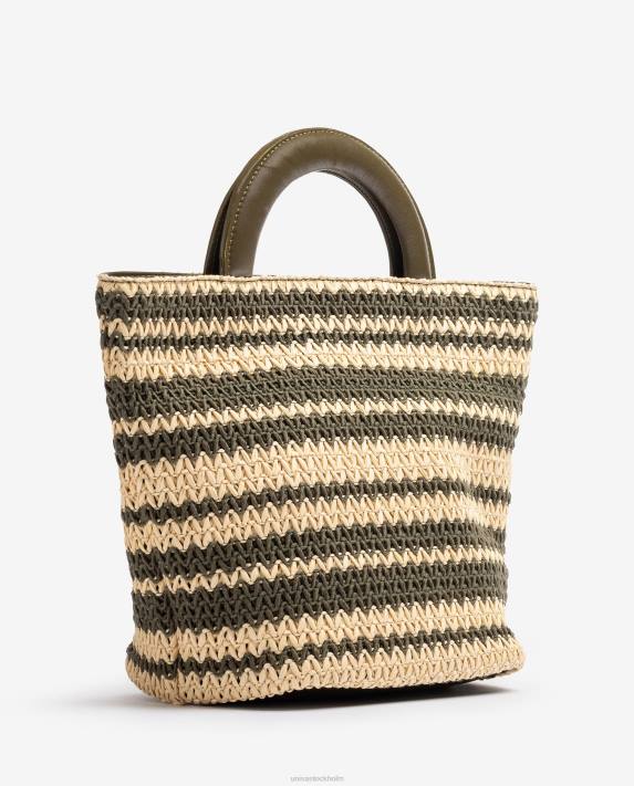 Unisa kvinnor grön mellanstor raffia handväska 06DT1177