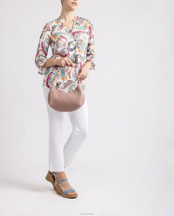 Unisa kvinnor rosa handväska i präglad läder 06DT1182