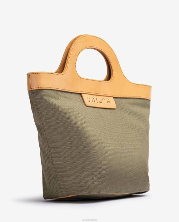 Unisa kvinnor grön handväska med styvt läderhandtag 06DT1096