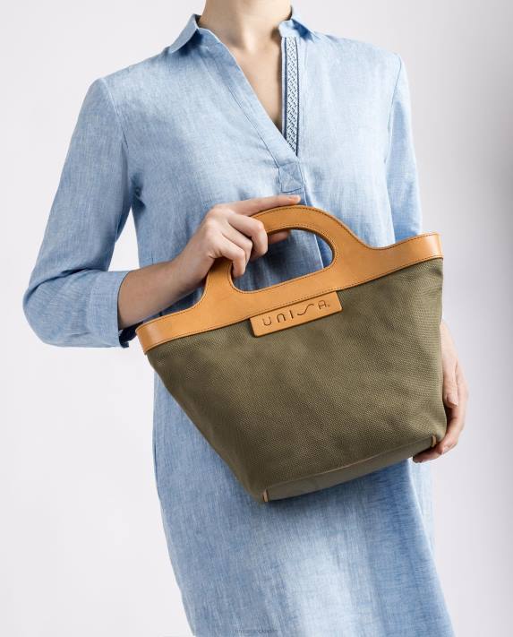 Unisa kvinnor grön handväska med styvt läderhandtag 06DT1096