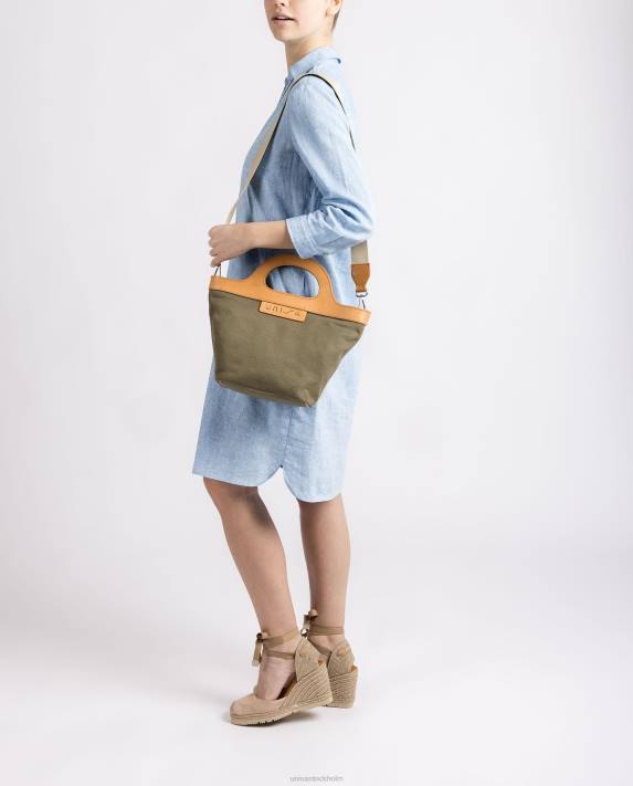 Unisa kvinnor grön handväska med styvt läderhandtag 06DT1096