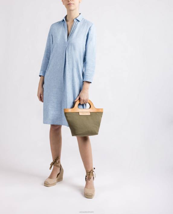 Unisa kvinnor grön handväska med styvt läderhandtag 06DT1096