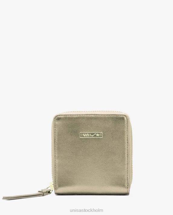 Unisa kvinnor guld läderplånbok med dragkedja 06DT1234