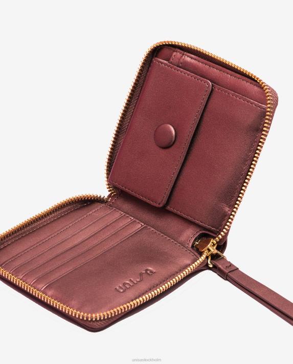 Unisa kvinnor röd läderplånbok med dragkedja 06DT1235