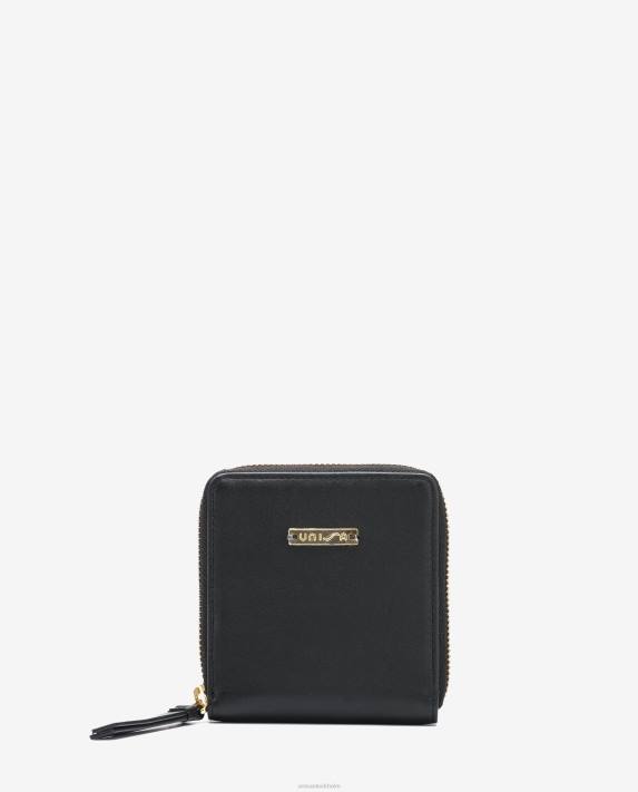 Unisa kvinnor svart läderplånbok med dragkedja 06DT1233