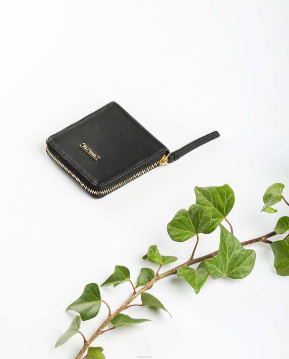 Unisa kvinnor svart läderplånbok med dragkedja 06DT1233