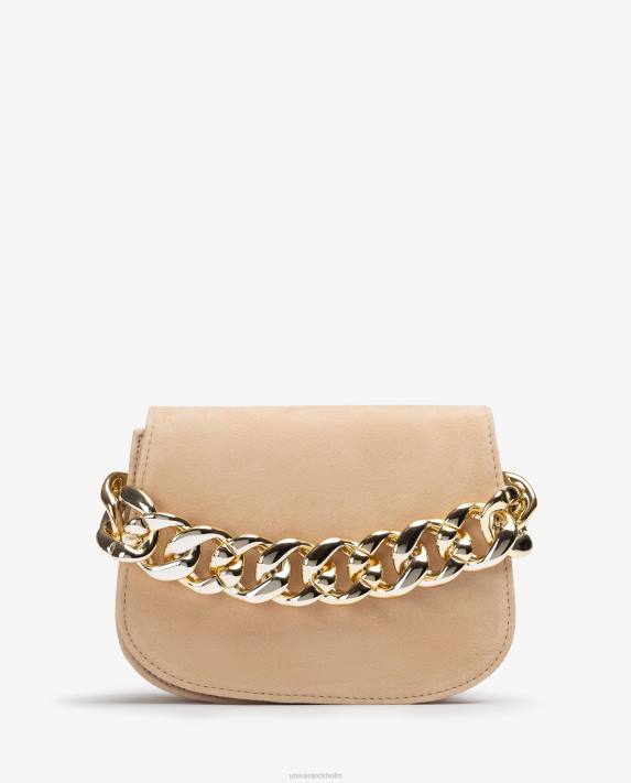 Unisa kvinnor beige handväska med en gyllene kedja 06DT1186