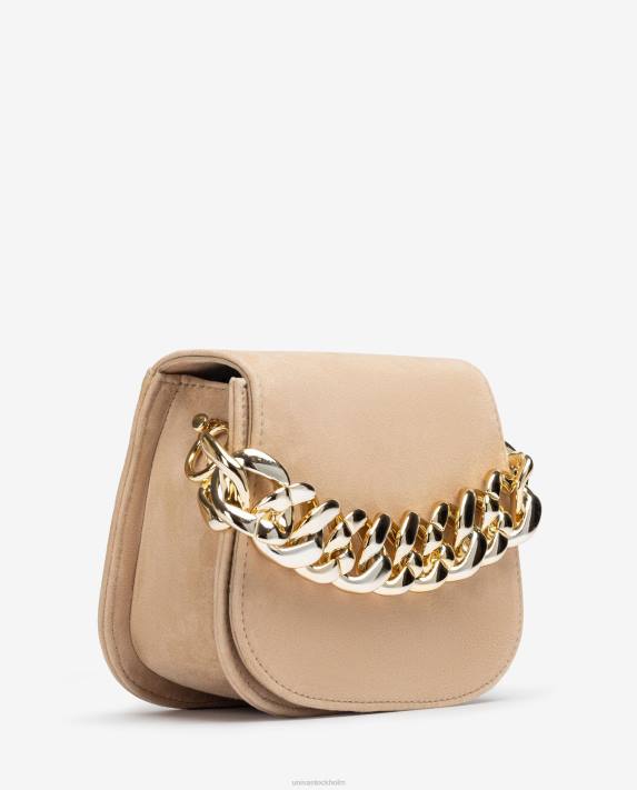 Unisa kvinnor beige handväska med en gyllene kedja 06DT1186