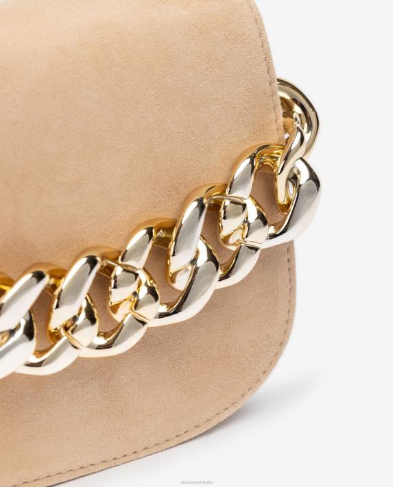 Unisa kvinnor beige handväska med en gyllene kedja 06DT1186