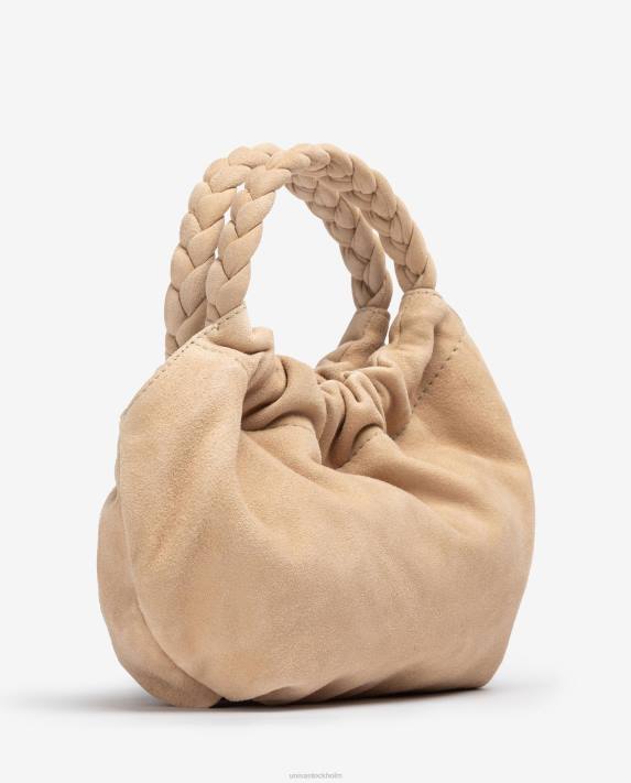 Unisa kvinnor beige handväska med flätade handtag 06DT1190