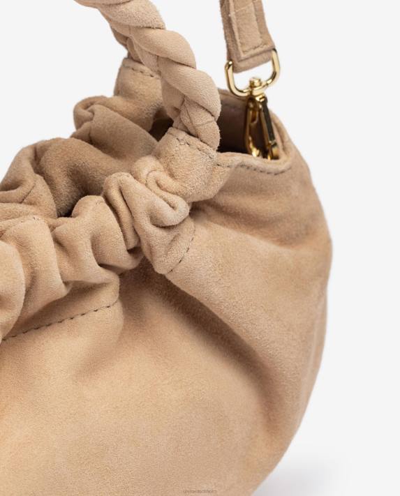 Unisa kvinnor beige handväska med flätade handtag 06DT1190