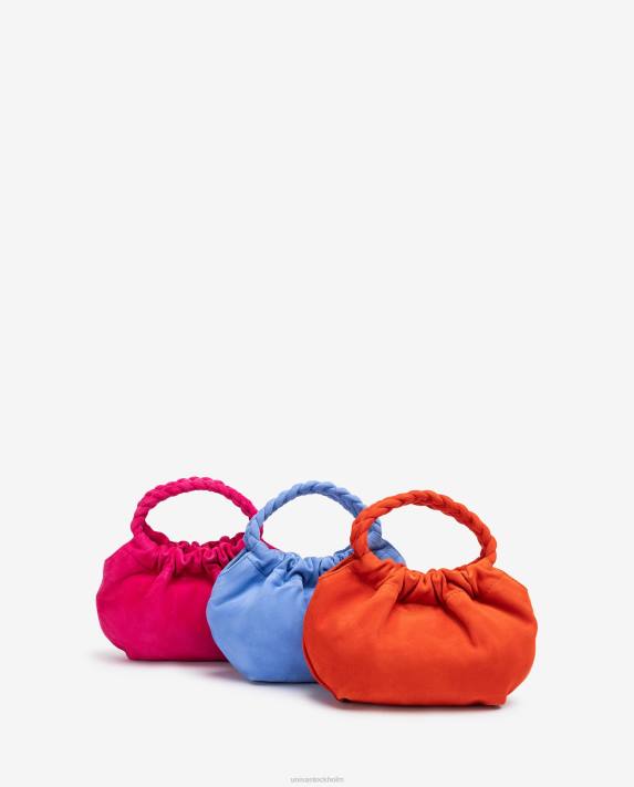 Unisa kvinnor blå handväska med flätade handtag 06DT1187