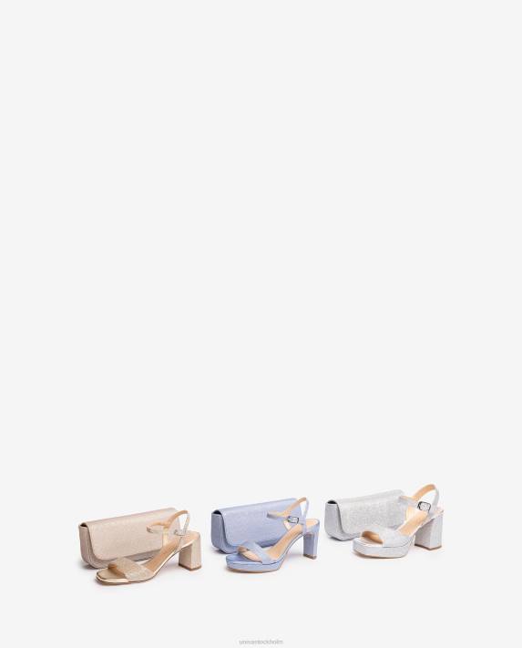 Unisa kvinnor blå partyhandväska i blankt tyg 06DT1206