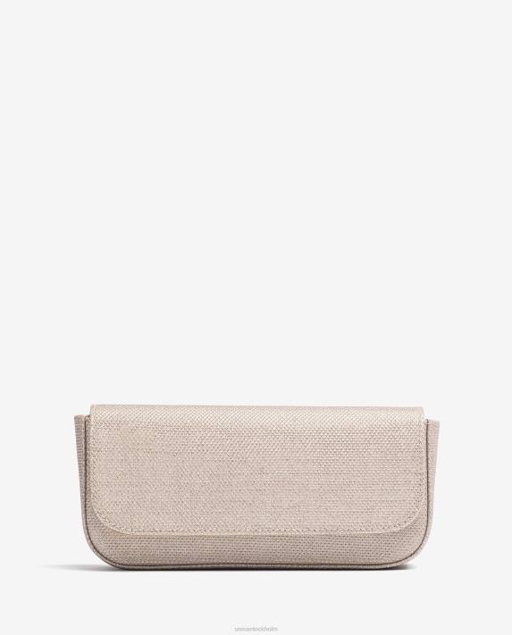 Unisa kvinnor guld partyhandväska i blankt tyg 06DT1202