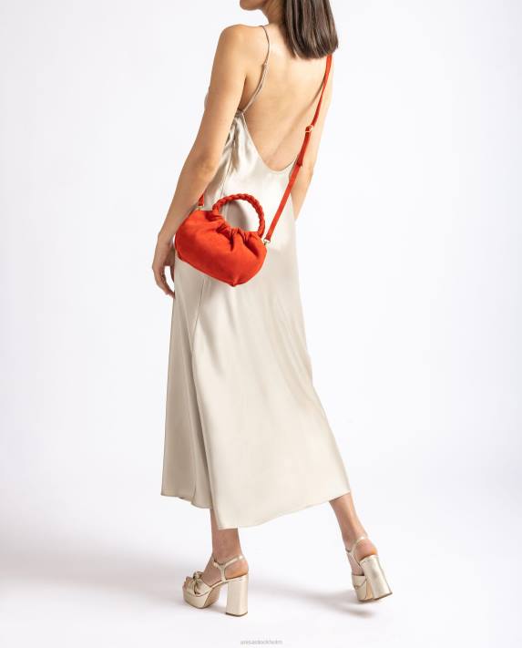 Unisa kvinnor röd handväska med flätade handtag 06DT1203