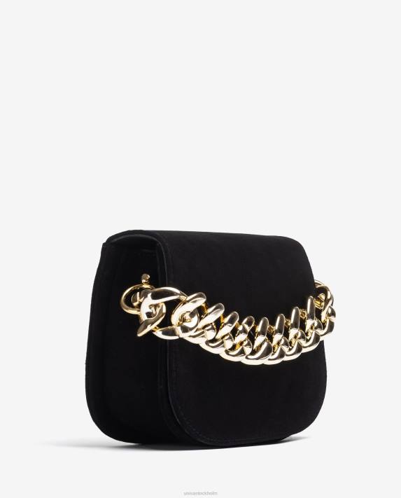 Unisa kvinnor svart handväska med en gyllene kedja 06DT1184