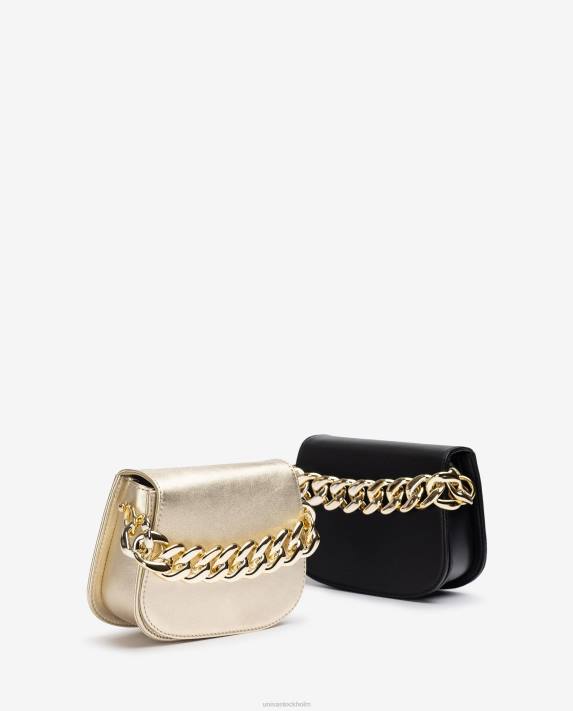 Unisa kvinnor svart handväska med en gyllene kedja 06DT1199