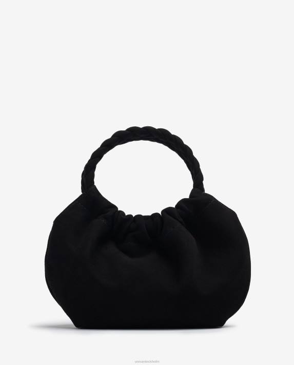 Unisa kvinnor svart handväska med flätade handtag 06DT1188