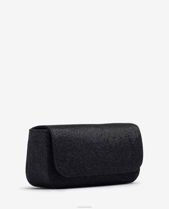 Unisa kvinnor svart partyhandväska i blankt tyg 06DT1201