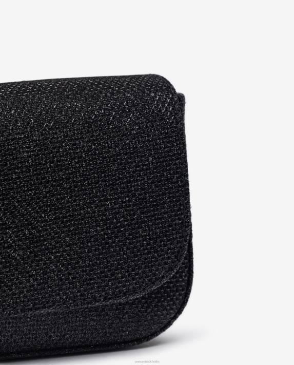 Unisa kvinnor svart partyhandväska i blankt tyg 06DT1201