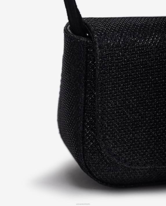 Unisa kvinnor svart partyhandväska i blankt tyg 06DT1201