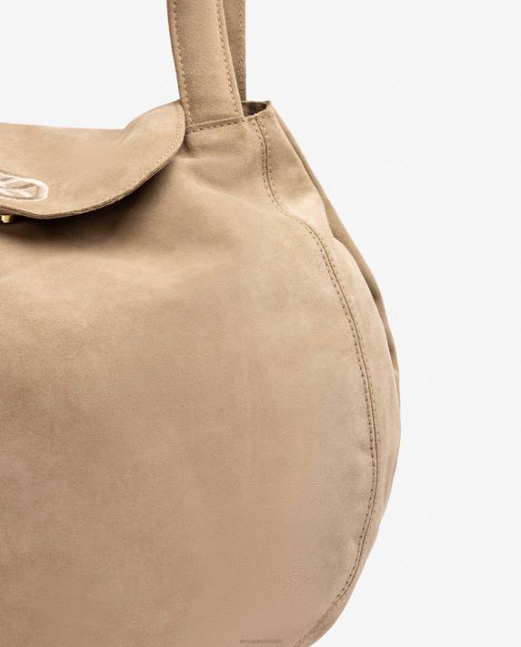 Unisa kvinnor beige stor handväska gjord i mocka 06DT1106