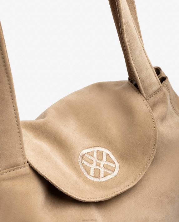 Unisa kvinnor beige stor handväska gjord i mocka 06DT1106