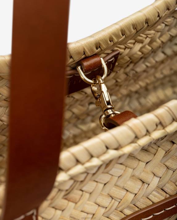 Unisa kvinnor brun medium flätad korg med läderhandtag och logotyp 06DT1098