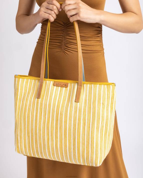 Unisa kvinnor gul shoppingväska gjord med jarapa 06DT1116