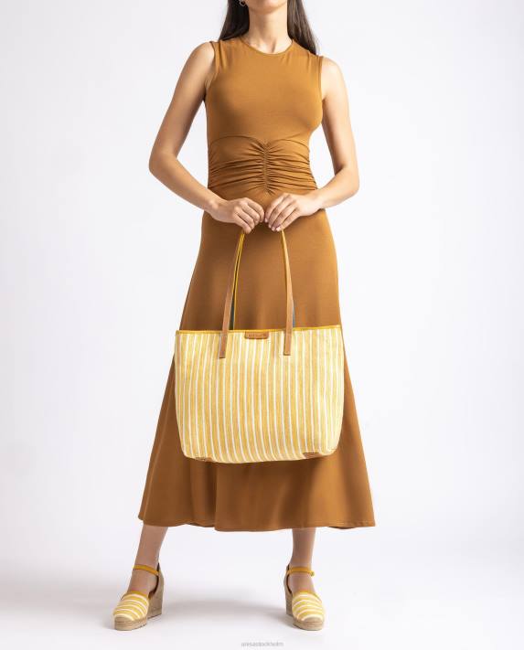 Unisa kvinnor gul shoppingväska gjord med jarapa 06DT1116