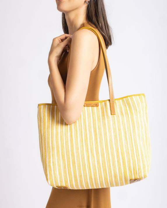 Unisa kvinnor gul shoppingväska gjord med jarapa 06DT1116