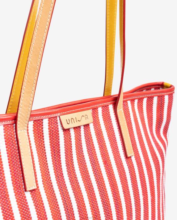 Unisa kvinnor röd shoppingväska gjord med jarapa 06DT1115