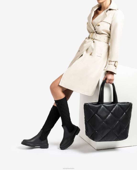 Unisa kvinnor svart handväska med quiltad effekt 06DT1133