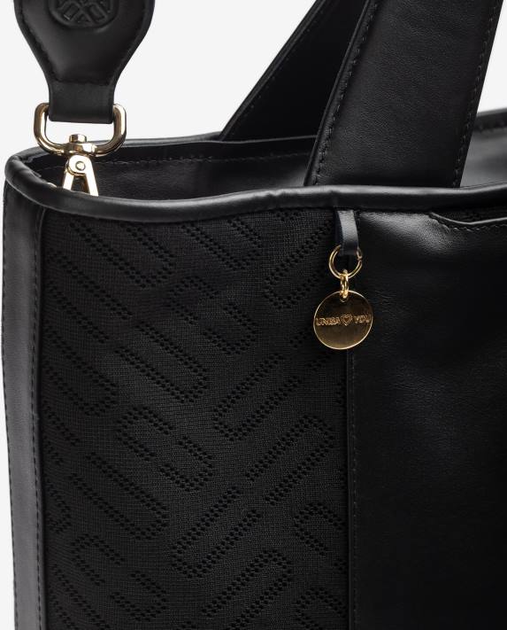 Unisa kvinnor svart shopperväska i tyg 06DT1136