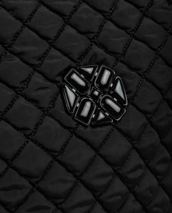 Unisa kvinnor svart stor väska av quiltat tyg 06DT1134