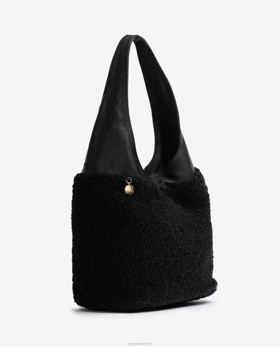 Unisa kvinnor svart stor väska i tyg 06DT1127