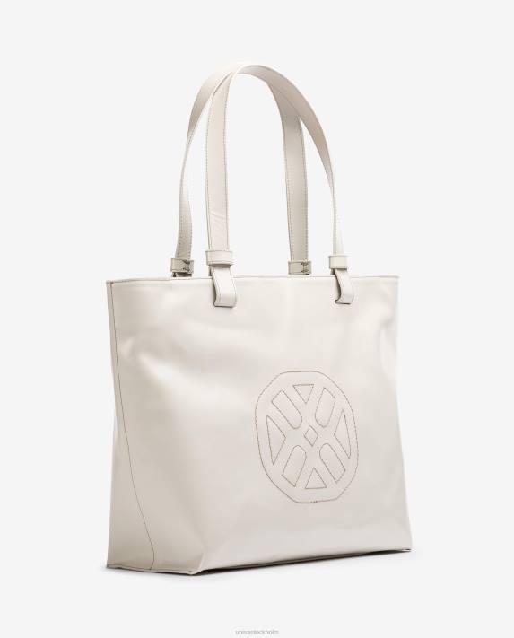 Unisa kvinnor vit handväska med ett monogram sytt på 06DT1148