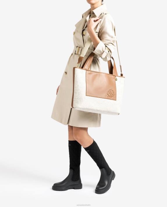 Unisa kvinnor vit shopperväska gjord av återvunnet tyg 06DT1139