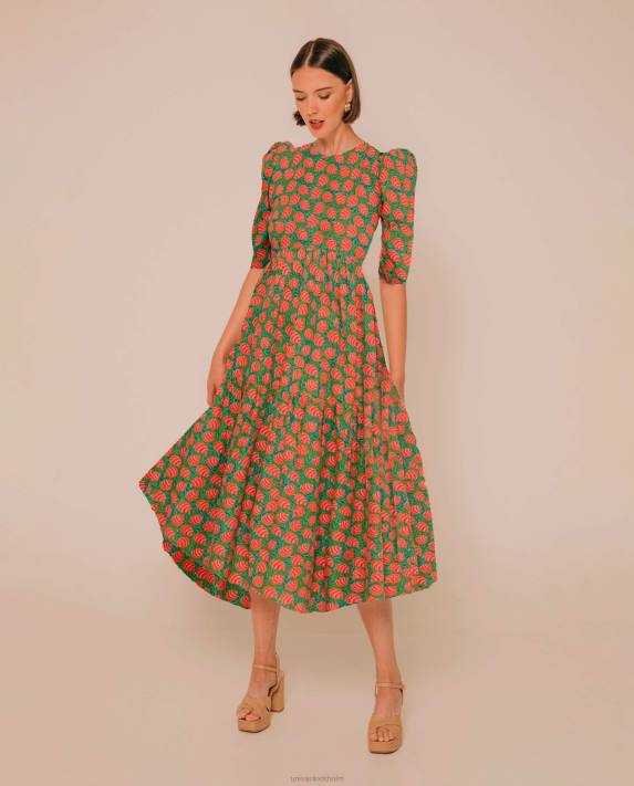 Unisa kvinnor grön klänning med en asymmetrisk kjol 06DT1254