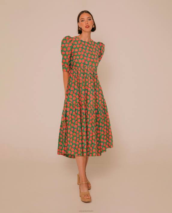 Unisa kvinnor grön klänning med en asymmetrisk kjol 06DT1254