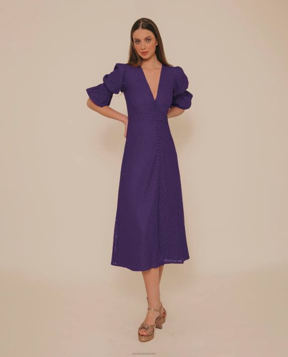 Unisa kvinnor lila nyanserad midiklänning i spets 06DT1257