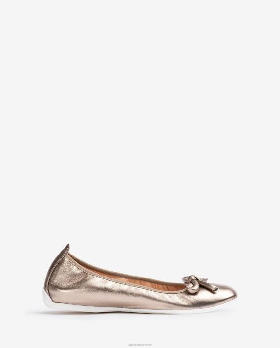 Unisa kvinnor brons ballerina med metallisk effekt med rosett 06DT644