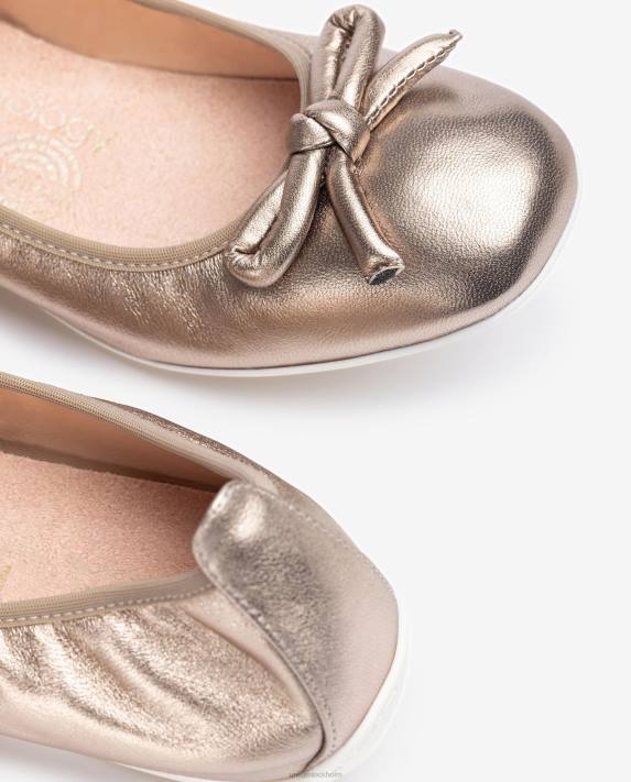 Unisa kvinnor brons ballerina med metallisk effekt med rosett 06DT644