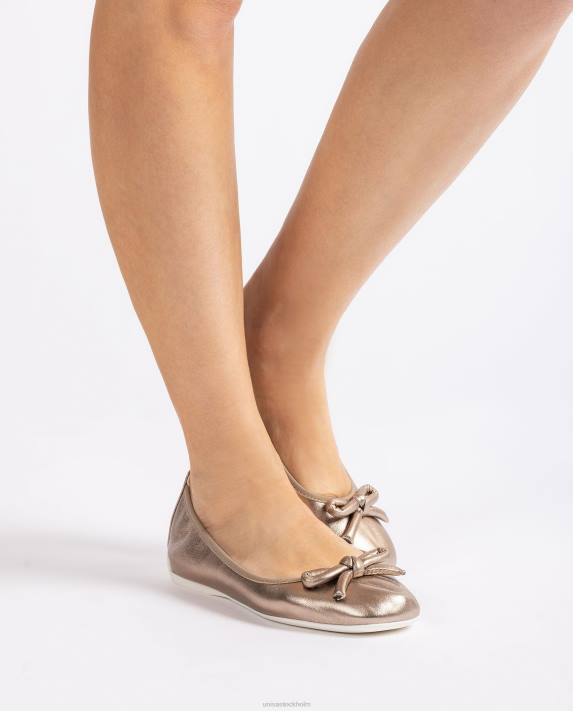 Unisa kvinnor brons ballerina med metallisk effekt med rosett 06DT644