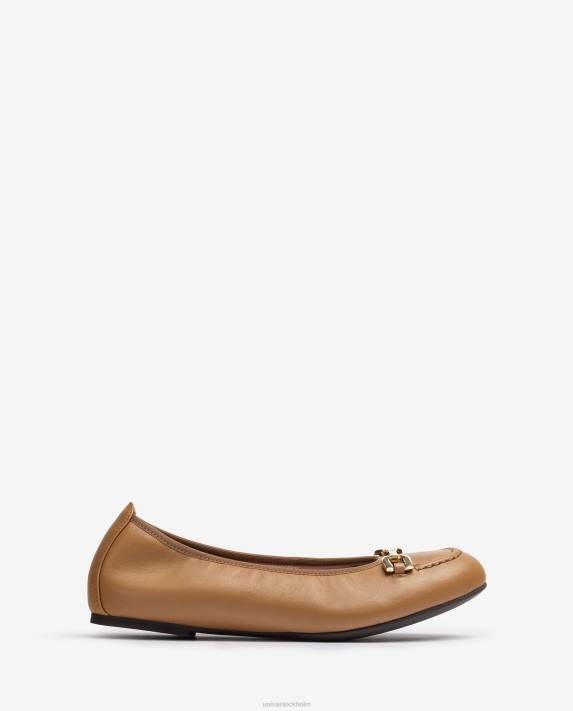 Unisa kvinnor brun ballerinasko med klädsel 06DT1267