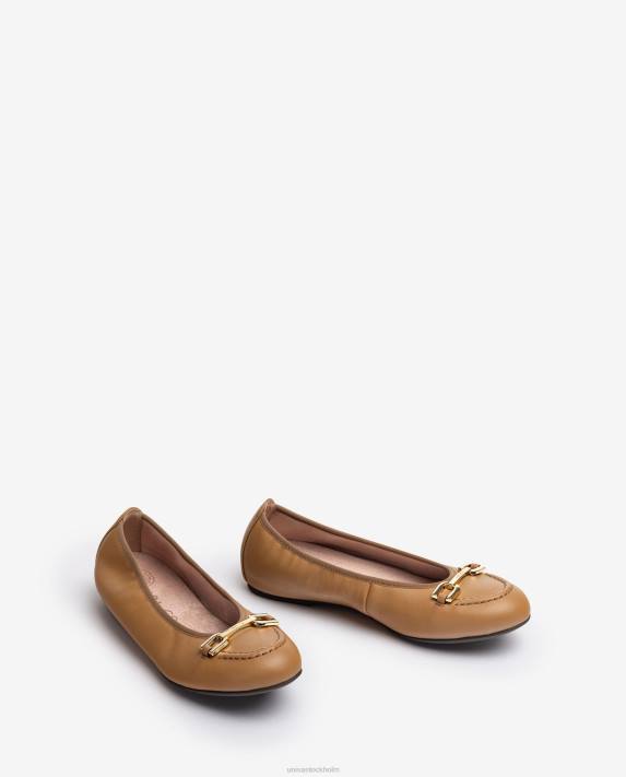 Unisa kvinnor brun ballerinasko med klädsel 06DT1267