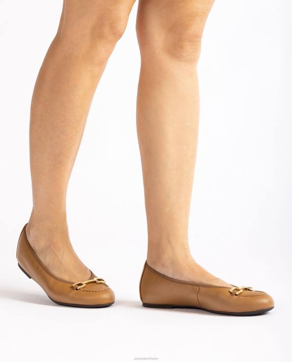 Unisa kvinnor brun ballerinasko med klädsel 06DT1267