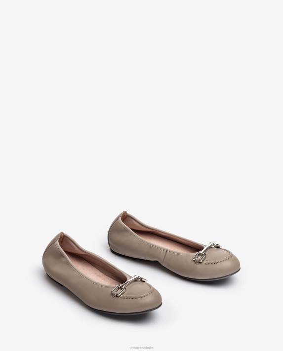 Unisa kvinnor brun ballerinasko med klädsel 06DT1268