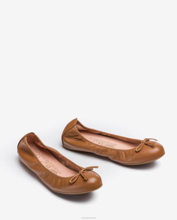 Unisa kvinnor brun läderballerinor prydda med rosett 06DT646