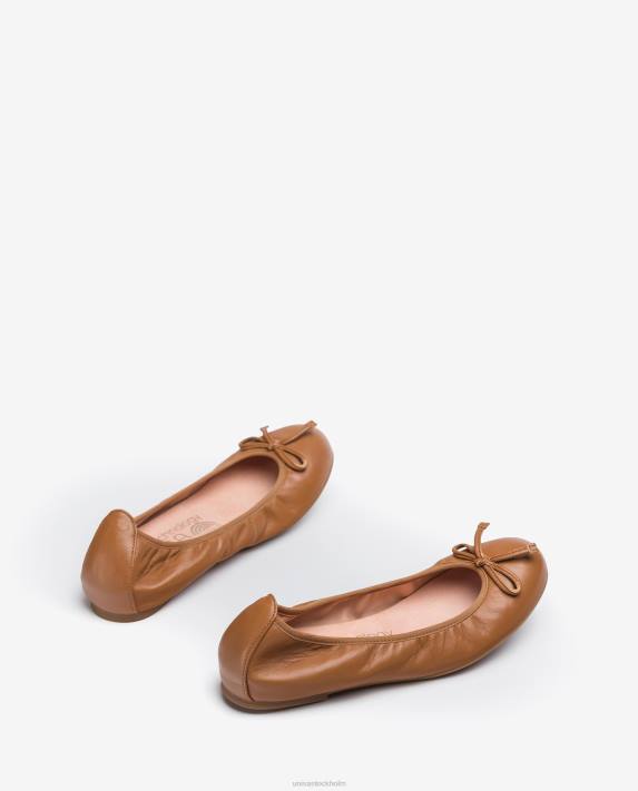 Unisa kvinnor brun läderballerinor prydda med rosett 06DT646